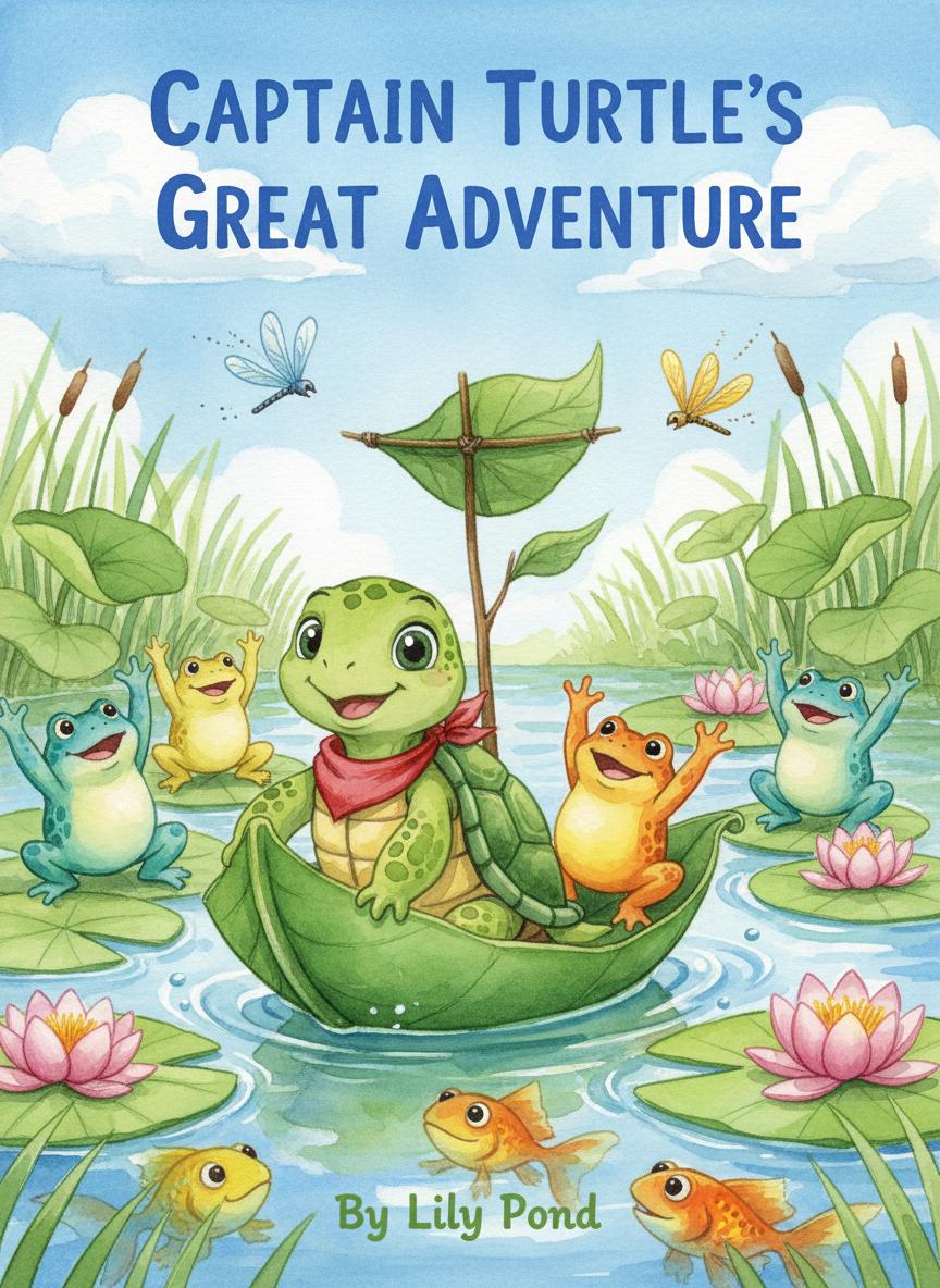 Leo's Leafy Journey book cover - turtle sailing on a leaf boat