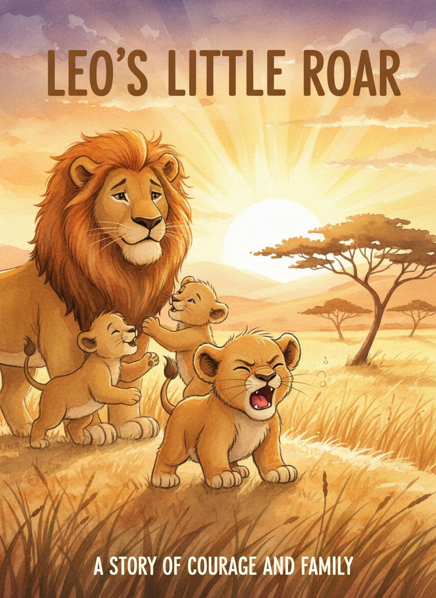 The Little Lion's Roar - Luka the baby lion cub on a rock at sunset