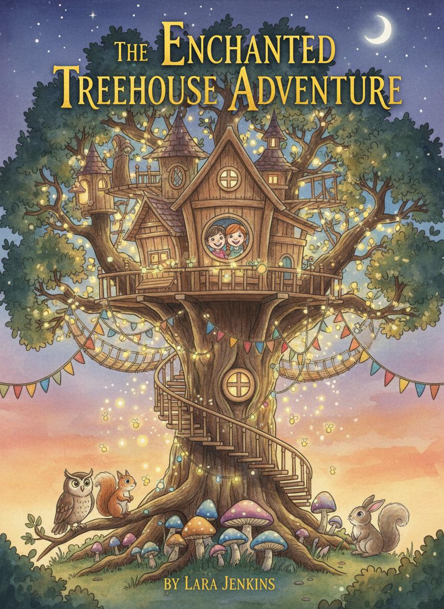 The Magical Treehouse book cover - enchanted treehouse with fairy lights