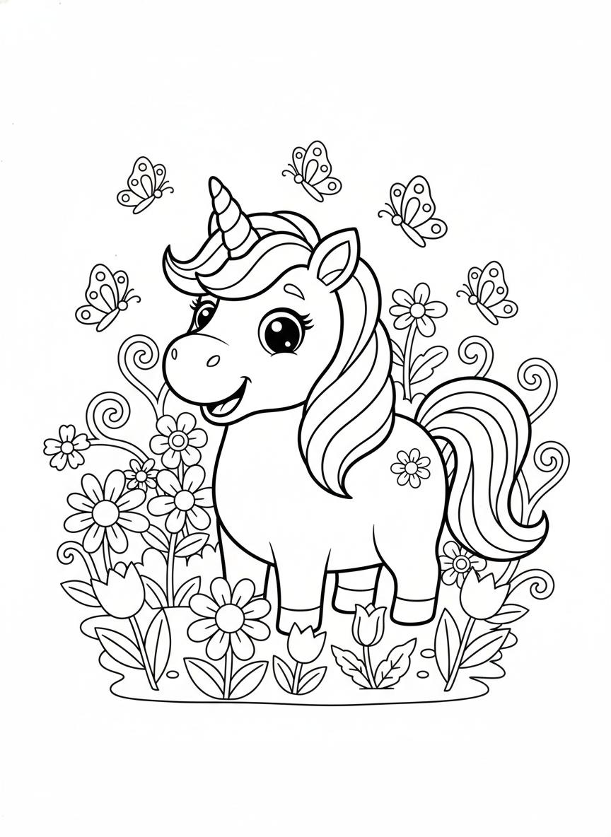 Unicorn coloring page